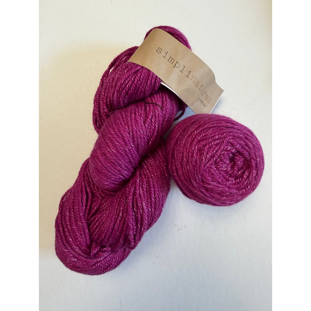 HiKoo Simplinatural Yarn Fuchsia Fusion Pink 1 Skein 1 Partial Alpaca Wool Silk